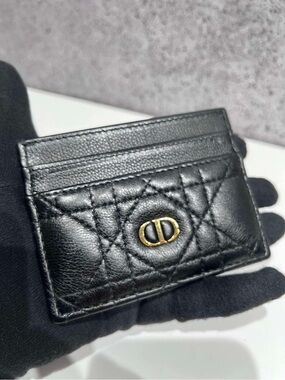 Dior Black Quilted Leather Card Case with CD Stitching